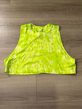 lululemon athletica Neon Yellow Tie-Dye Cropped Muscle Tank